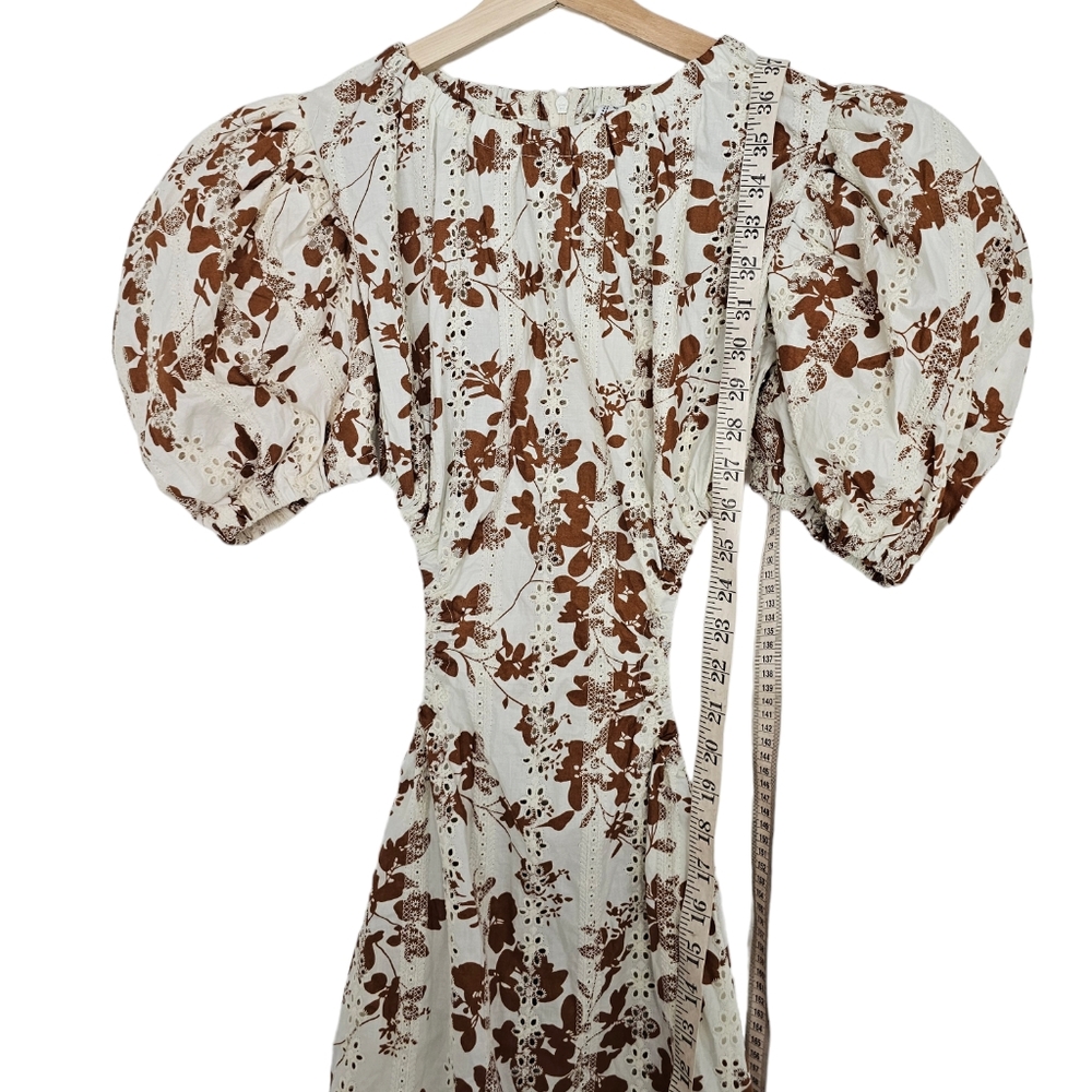 Autum Adiegbo Ilona Dress Brown White Cutout Floral New With Tags Size 2 - Picture 6 of 10